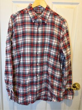 J. McLaughlin Red, Blue and White Plaid Button-Down Shirt